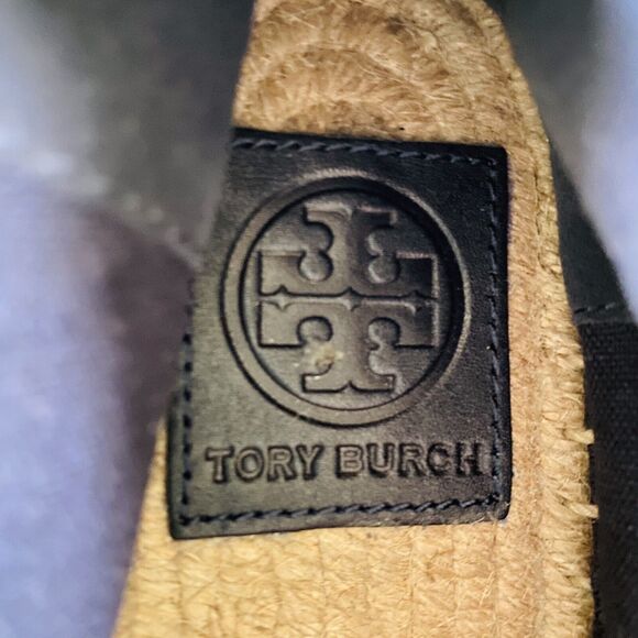 TORY BURCH Solid Blue Denim Canvas Espadrille Flats Small Logo - US 7 - Picture 4 of 8